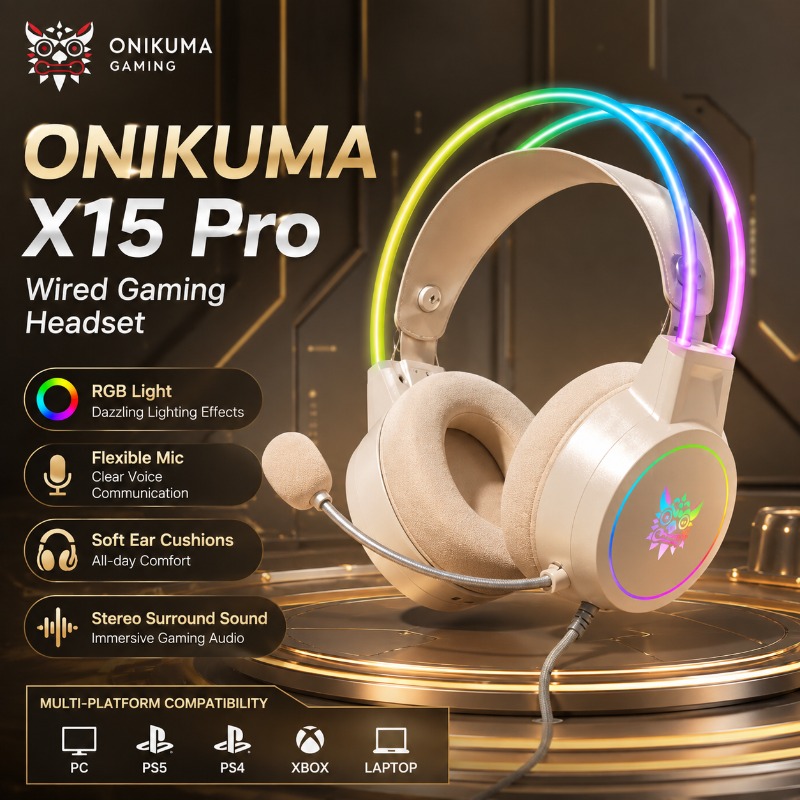 Gaming Headset With Mic Rgb - Casque de jeu ONIKUMA X15 Pro