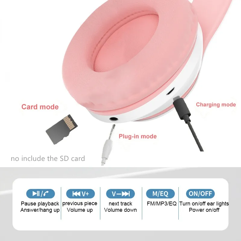Nouveaux écouteurs sans fil ST - Cat Ear Bluetooth Headset Led avis et prix