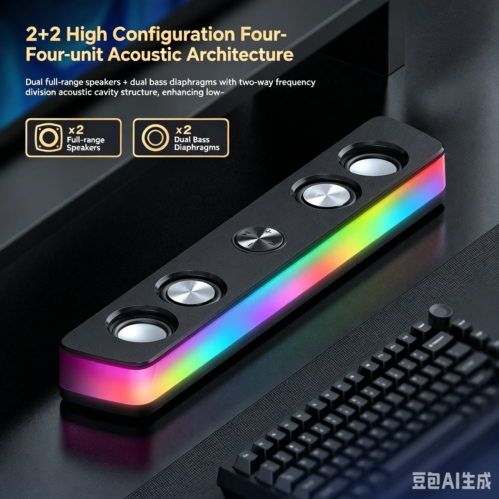 Barre de son sans fil recharge - Rgb Computer Soundbar For Pc avis et prix