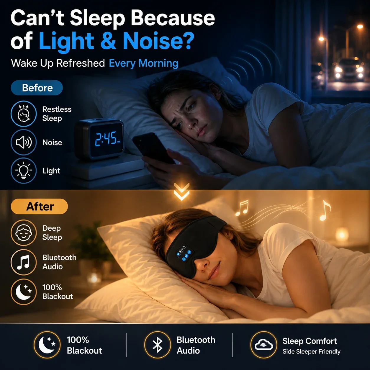 Masque de sommeil sans fil ave - Sleep Mask Headphones Bluetooth avis et prix