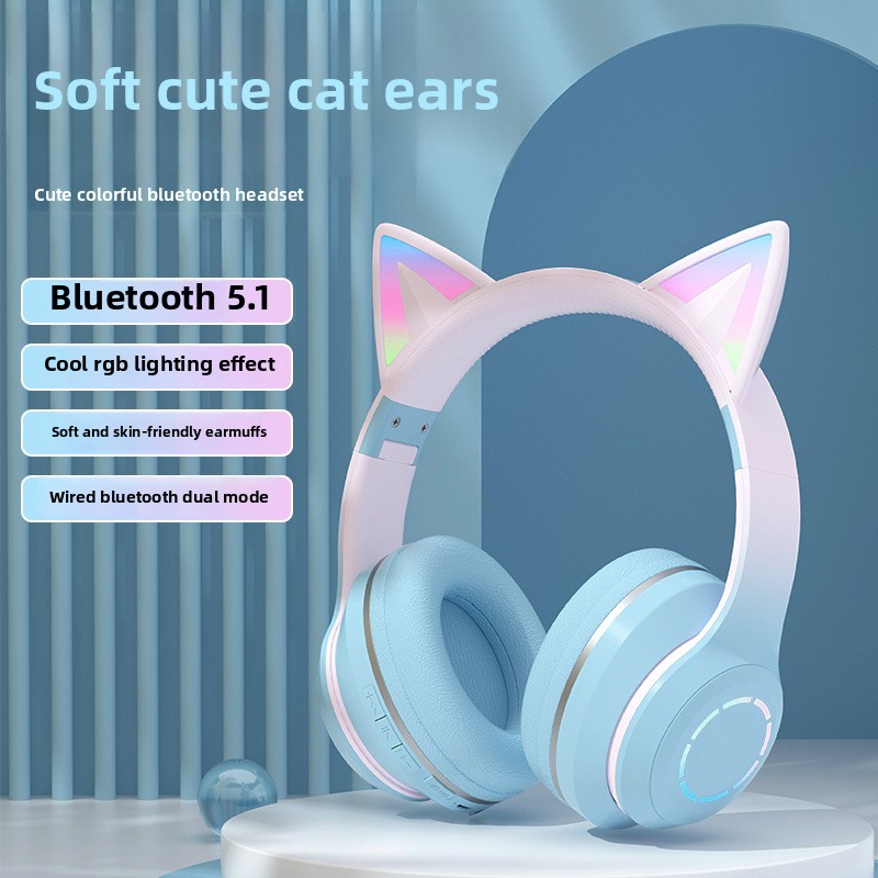 Nouveau casque Bluetooth à por - Cat Ear Bluetooth Headset Led avis et prix